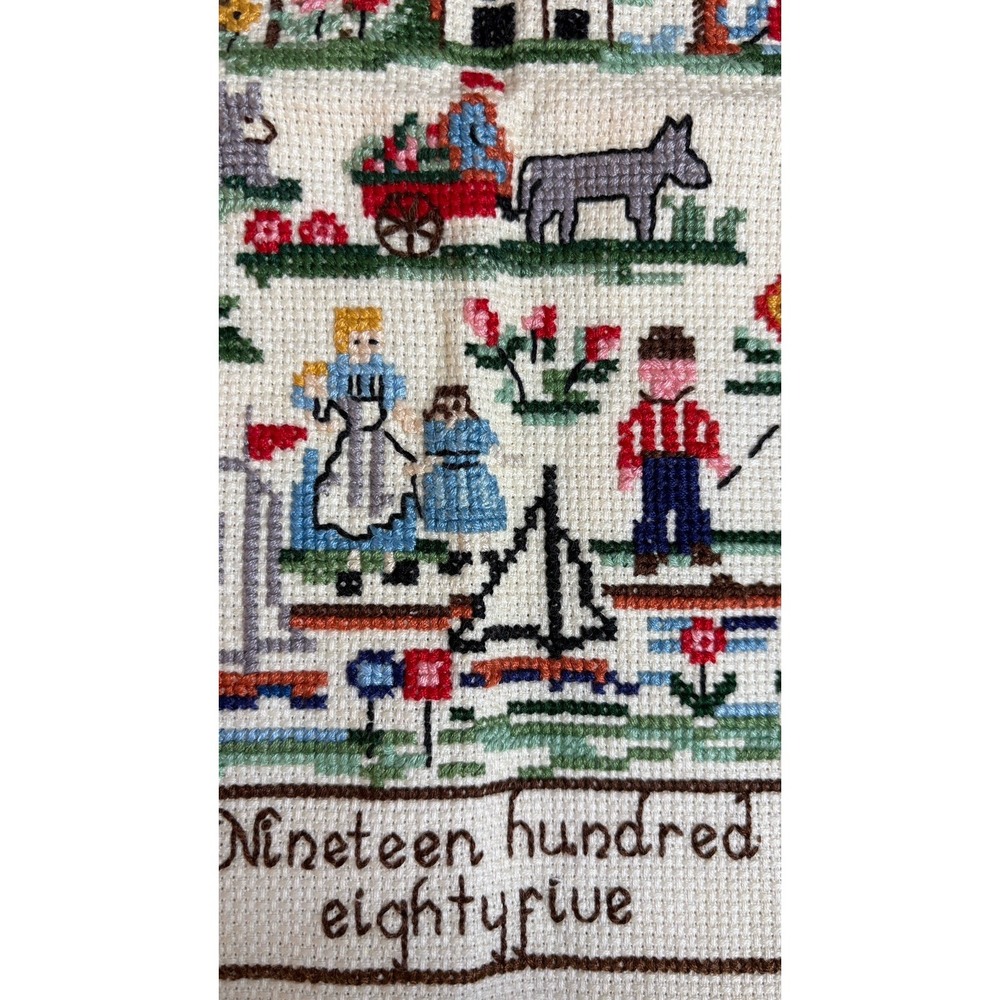 VTG Alphabet ABC Sampler Needlework Folk Art 1985 Size 16 X16  No Frame